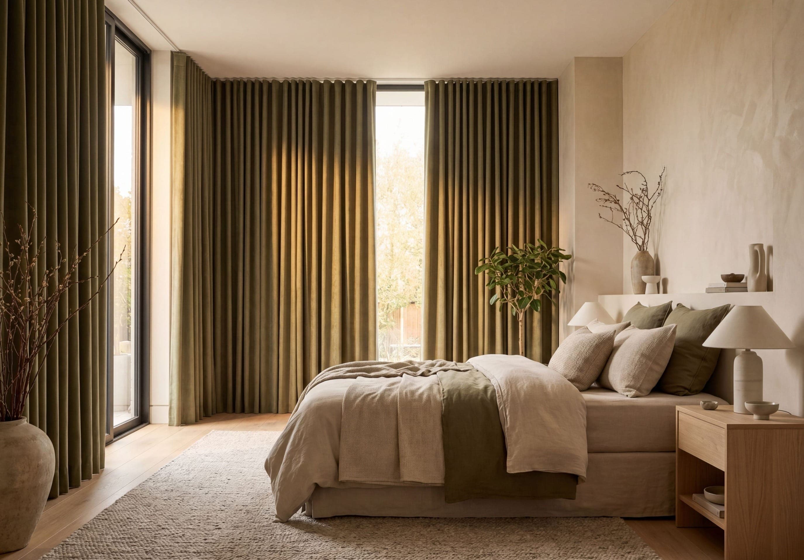 Verduisterende gordijnen die een slaapkamer donker maken