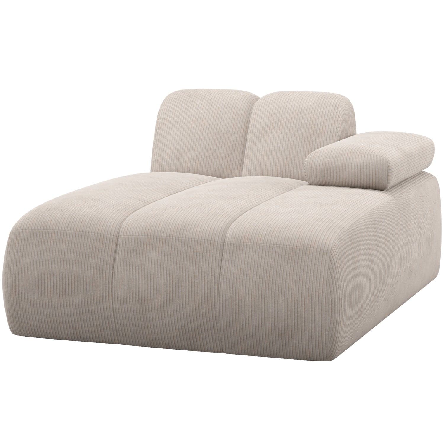 Mojo chaise longue element rechts ribstof ecru