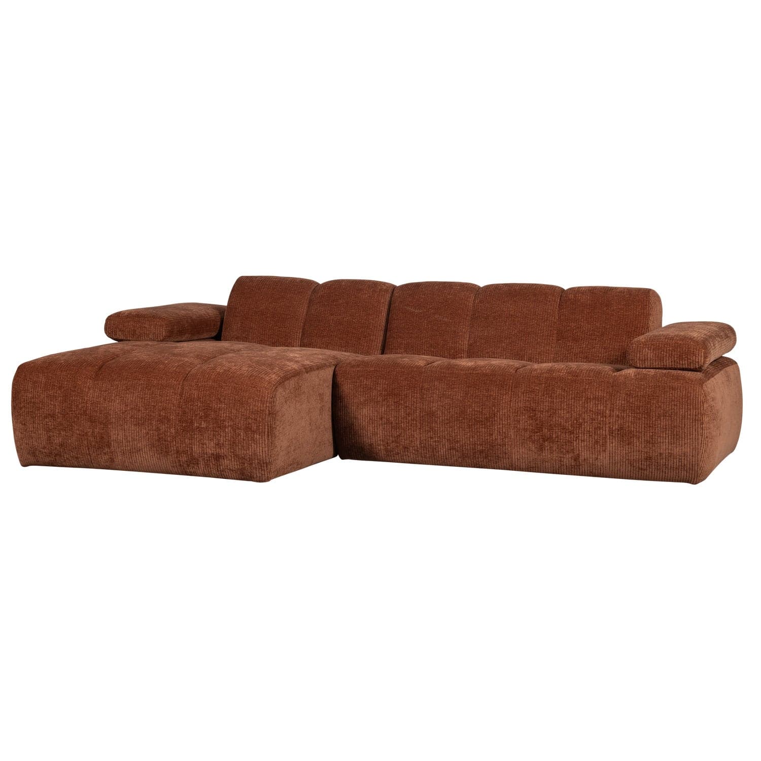 Mojo chaise longue bank links ribstof roestbruin
