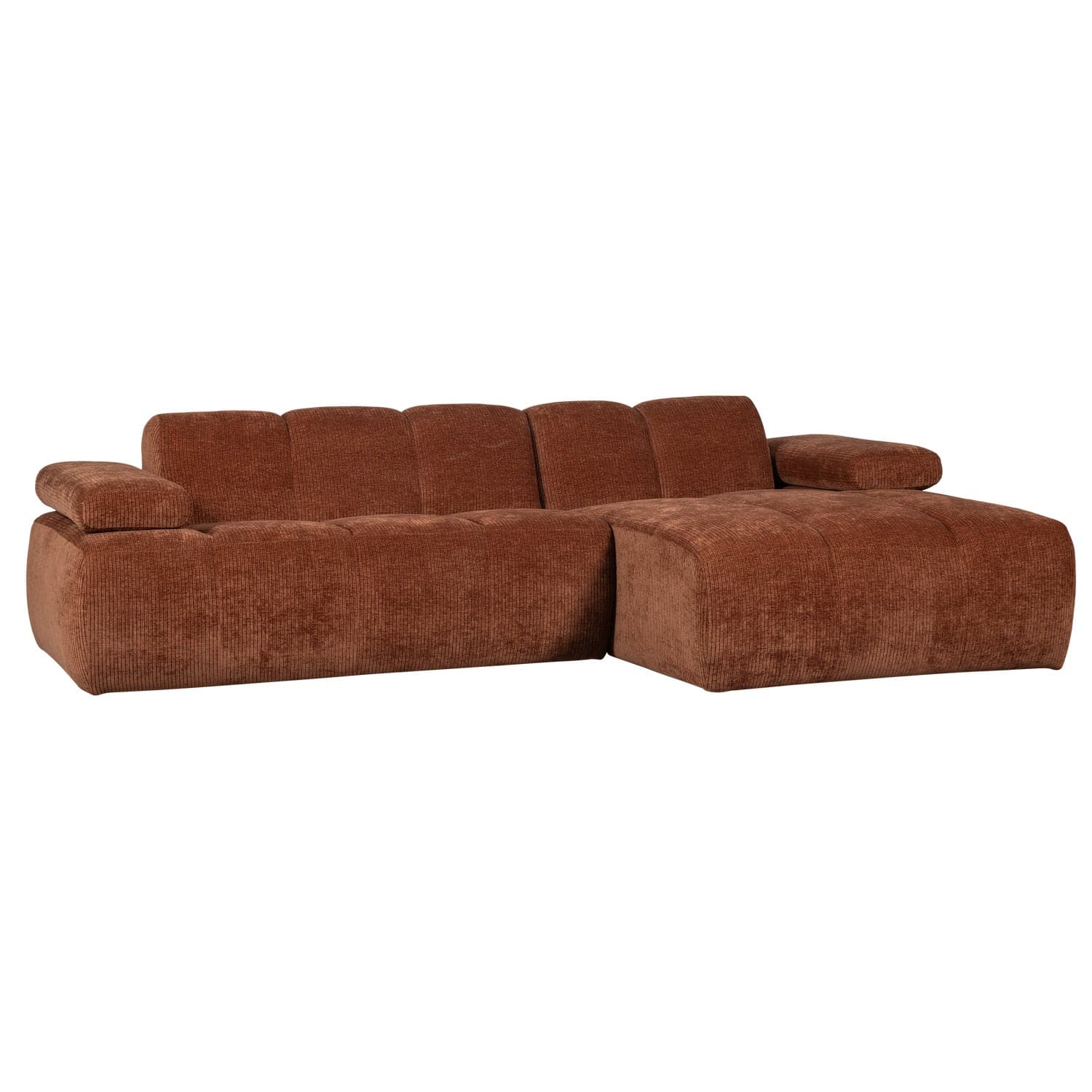 Mojo chaise longue bank rechts ribstof roestbruin