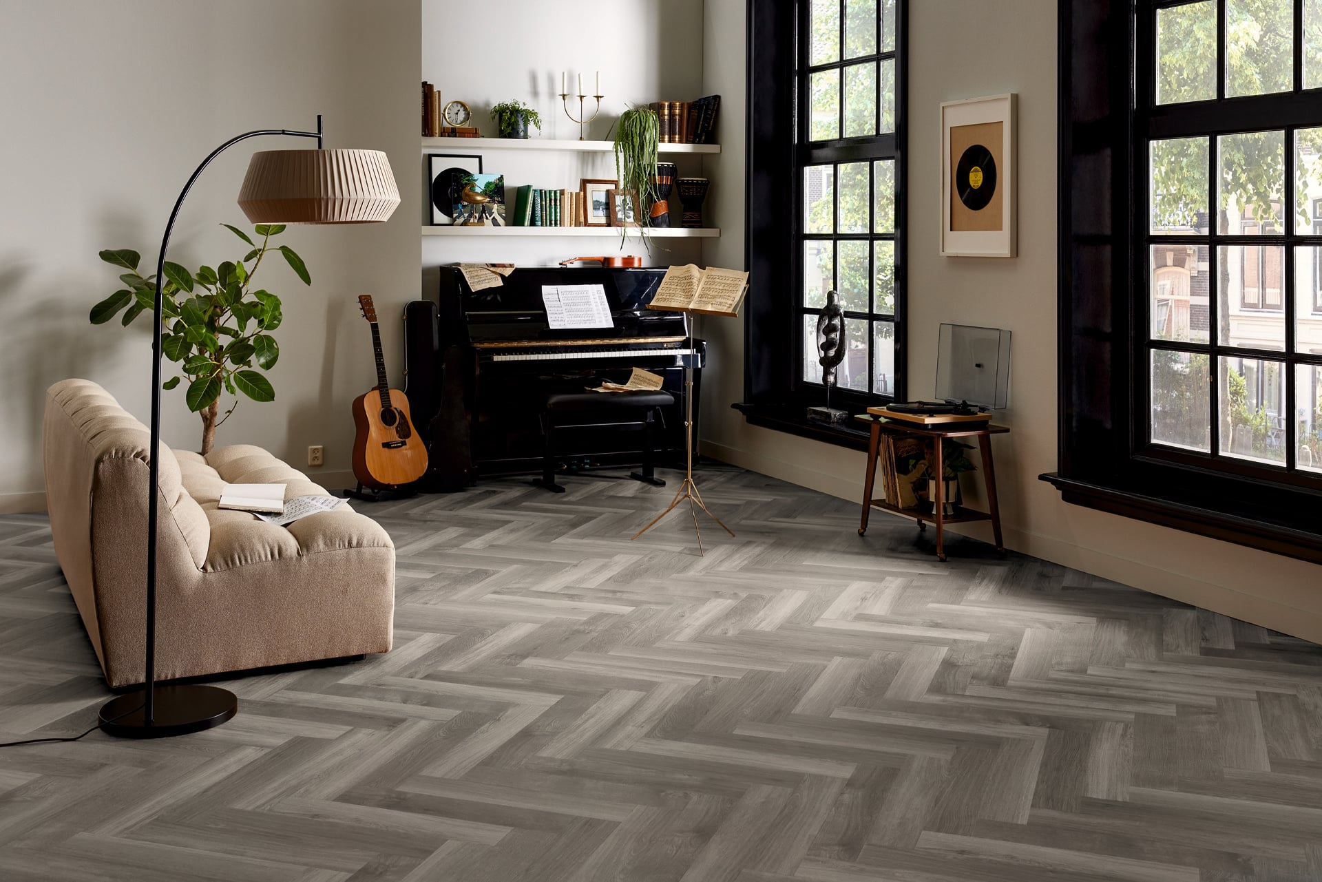 Lijm PVC visgraat Mflor Parva Plus Grey Sycamore 609,6x114,3x2,5mm 0,55