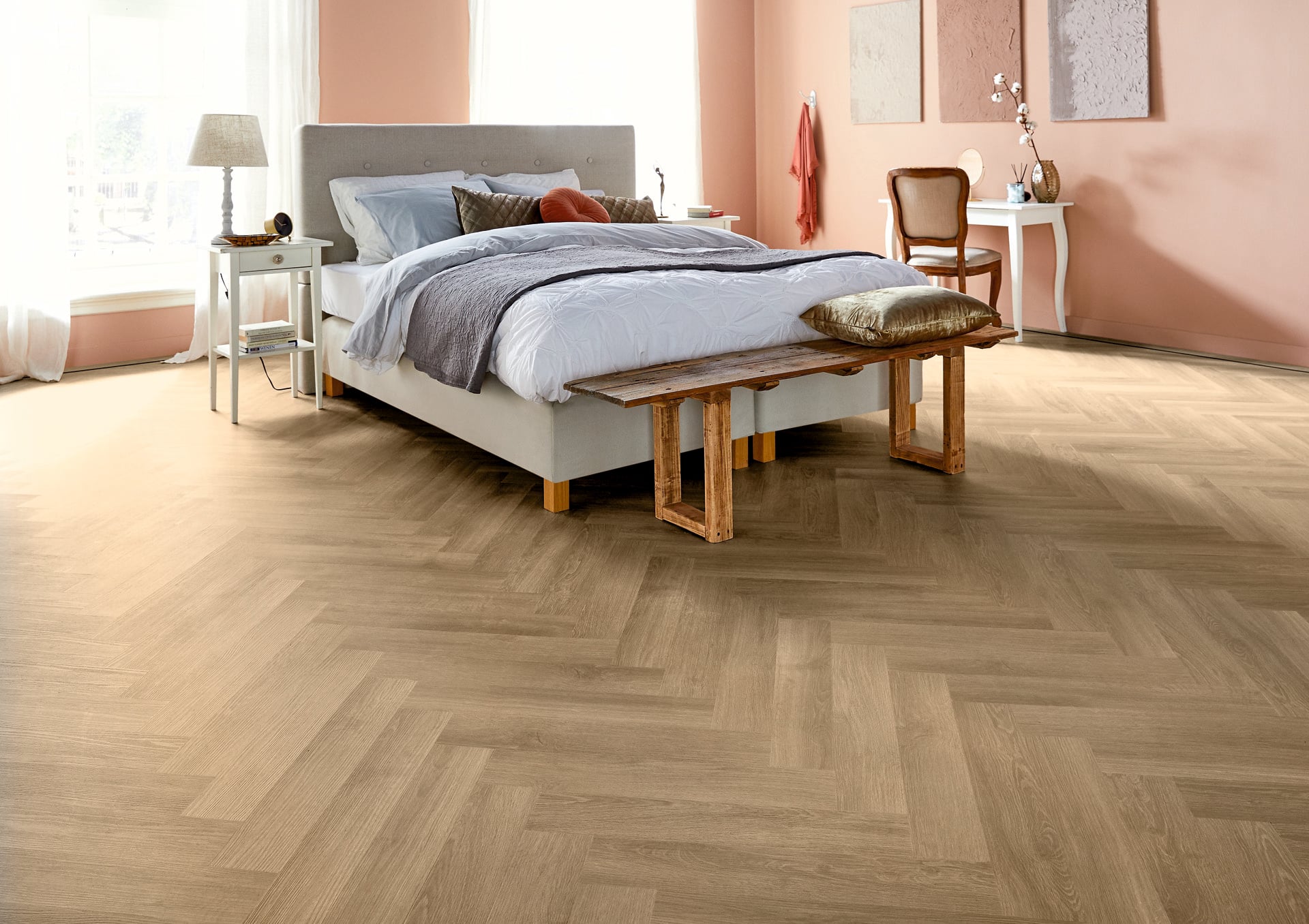 Lijm PVC visgraat Mflor Parva River Oak Rhone 609,6x114,3x2,5mm 0,55