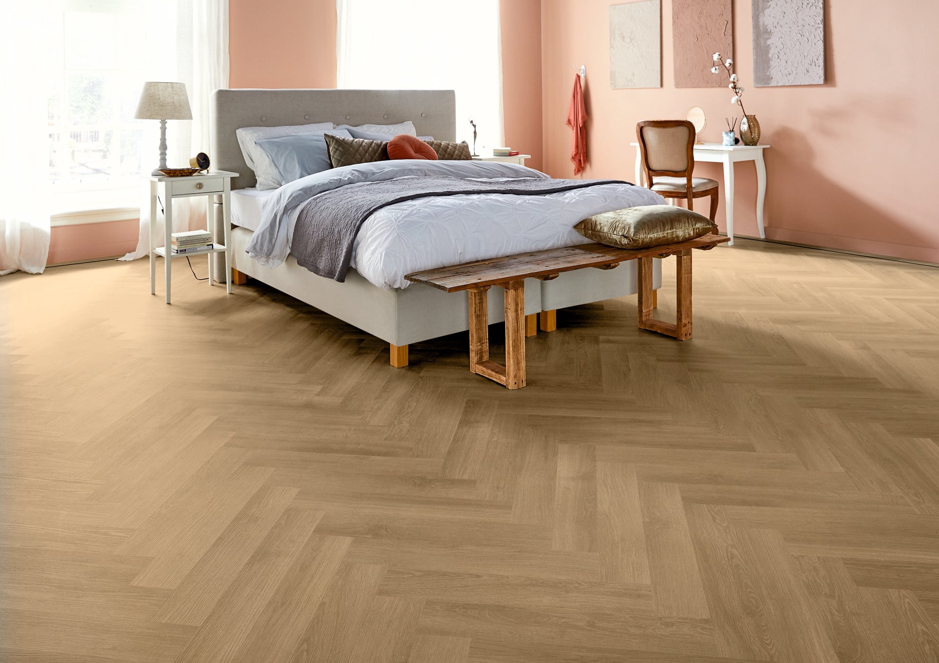 Lijm PVC visgraat Mflor Parva River Oak Tarn 609,6x114,3x2,5mm 0,55
