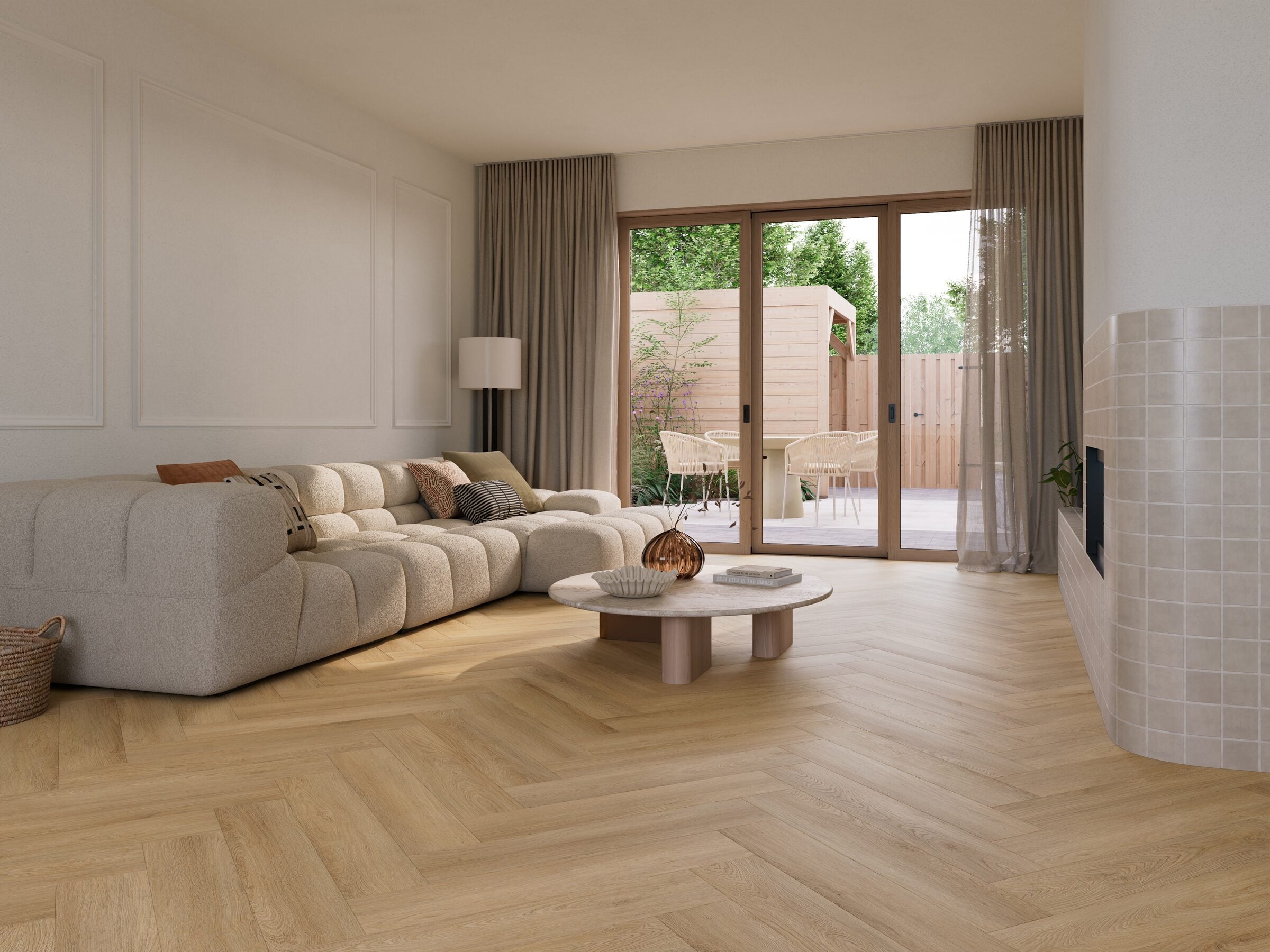 NaturaDeck Select Chataigne Visgraat Lijm PVC 750x150x2,5mm 0,55