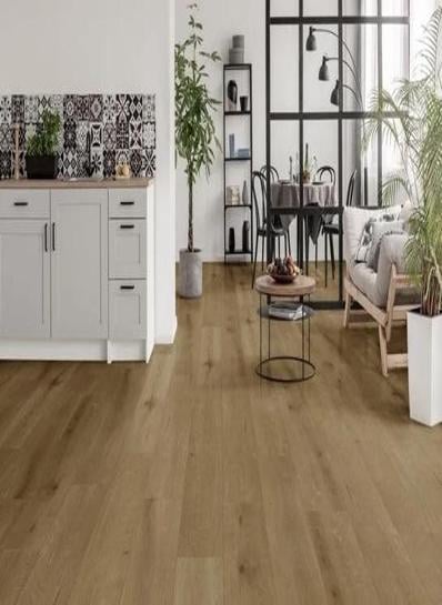 Callisto Natural Oak klik PVC 1532x225x5mm 0,55 (met geïntegreerde ondervloer geen 10DB) - sfeerfoto 1