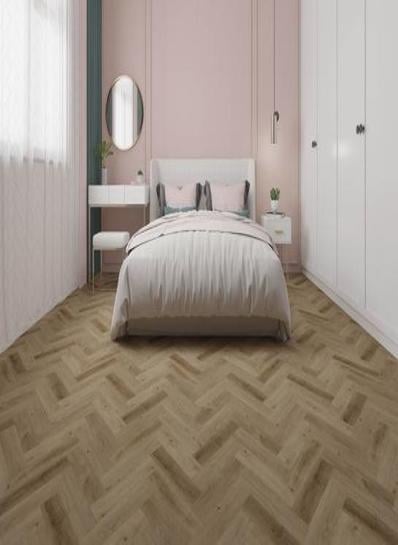 Vario Visgraat Prestige Oak Smoked klik PVC 600x150x5,5mm 0,55 (met geïntegreerde ondervloer geen 10DB) - sfeerfoto 1