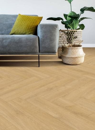 Oakland visgraat Desert klik PVC 735x147x6mm 0,55 (met geïntegreerde ondervloer geen 10DB) - sfeerfoto 1