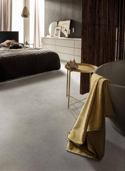 Nova Arctic Concrete tegel klik PVC 914x457x6mm 0,55 (met geïntegreerde ondervloer geen 10DB) - sfeerfoto 1