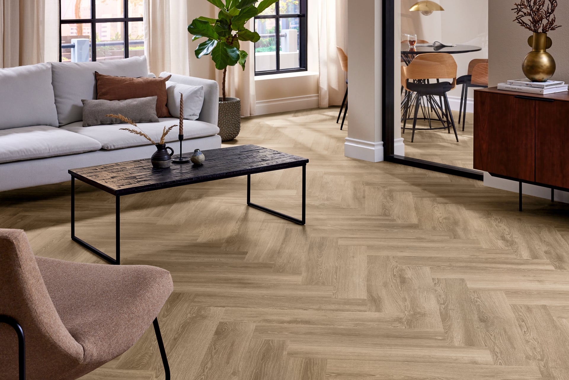 Lijm PVC visgraat Mflor Parva River Oak XL Douro 750x153x2,5mm 0,55