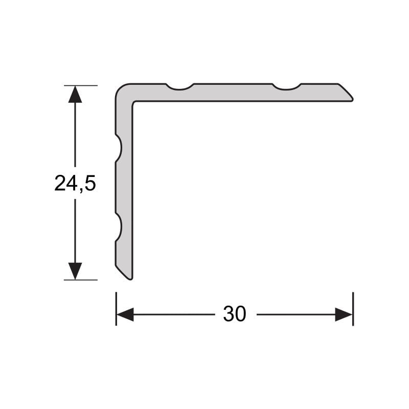 Duo-hoeklijnprofiel zelfkl. RVS 24,5 x 30 mm 1m