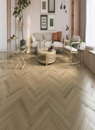 Firmfit Silent Visgraat klik PVC 710x142x7,5mm 0,55 (met geïntegreerde ondervloer, wel 10DB) - sfeerfoto 1