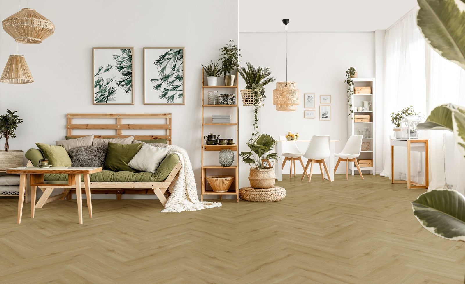 Stech Century Visgraat Klik PVC Umea Oak 146x730 mm 0,55mm Toplaag (incl. geïntegreerde ondervloer)