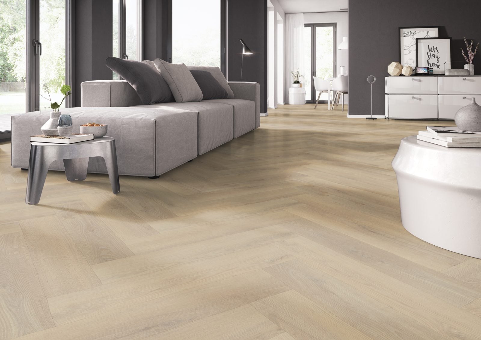 Dynamic Klik PVC Pittsburgh Modern Oak Visgraat XL 750x150x7mm 0,55 (met geïntegreerde ondervloer 10DB)