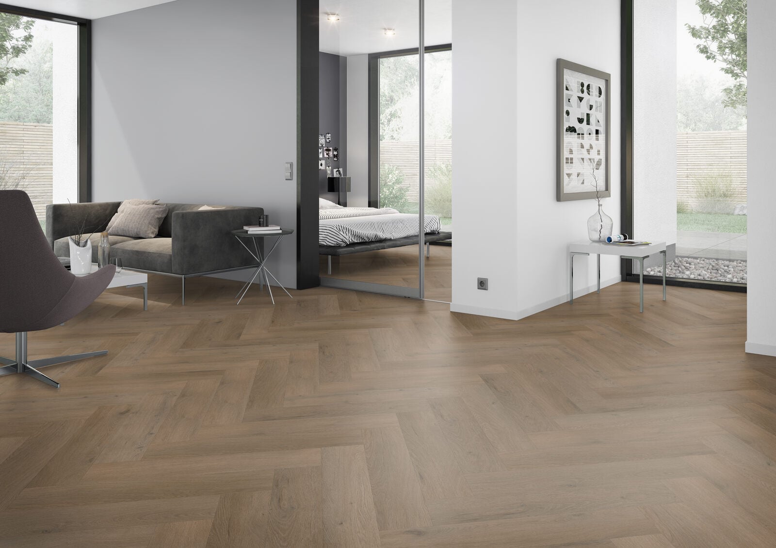Dynamic Klik PVC Alberta Ridge Oak Visgraat XL 750x150x7mm 0,55 (met geïntegreerde ondervloer 10DB)